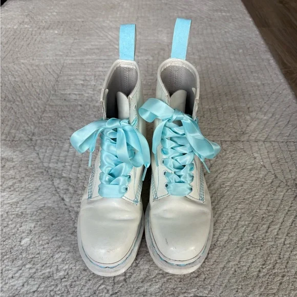 Dr. Martens White and Blue Combat Boots - Picture 2 of 7